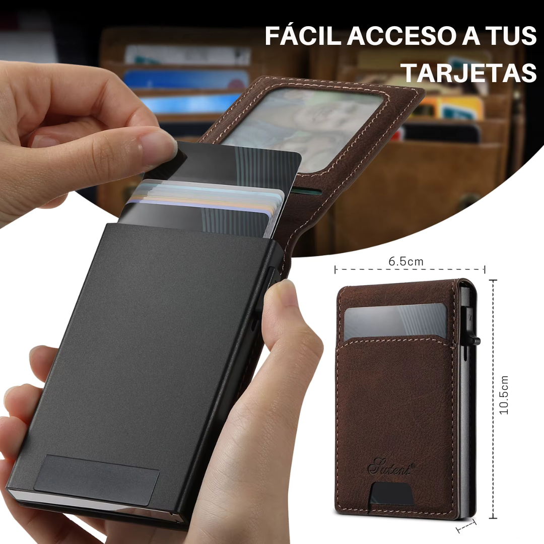 TARJETERO MAGSAFE + FUNDA DE CUERO PARA IPHONE