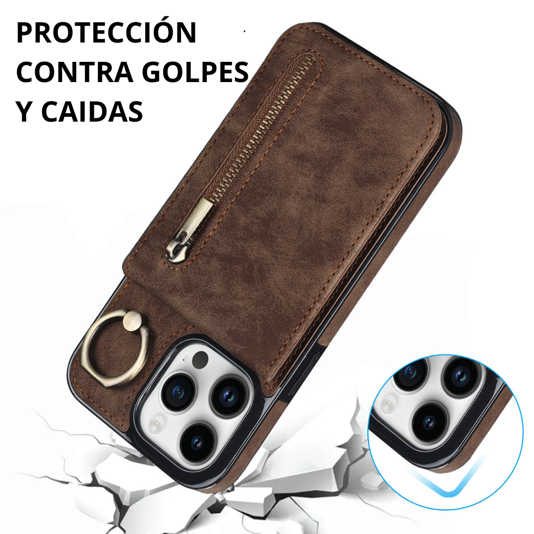 Funda de Cuero para IPhone con Tarjetero y Cierre con 50% de Descuento.