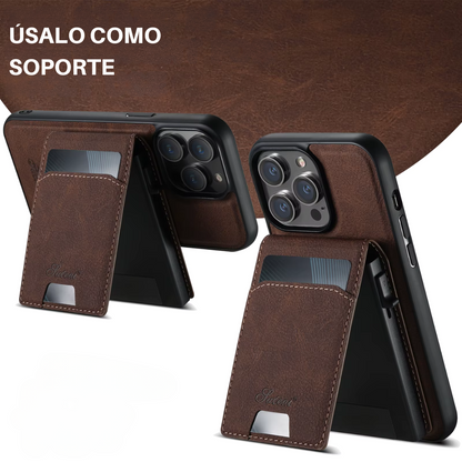 TARJETERO MAGSAFE + FUNDA DE CUERO PARA IPHONE