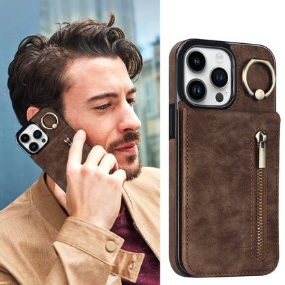 Funda de Cuero para IPhone con Tarjetero y Cierre con 50% de Descuento.